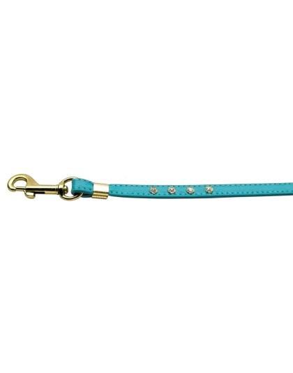 Clear Crystal Leash Turquoise Gold Hardware