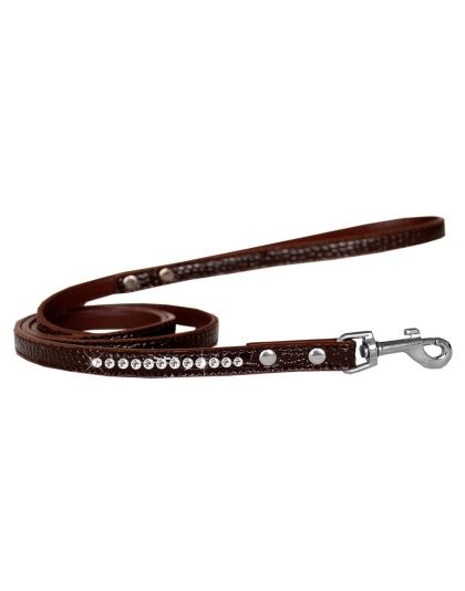 Clear Jewel Croc Leash Chocolate 1/2'' wide x 4' long