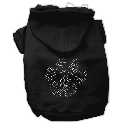 Clear Rhinestone Paw Hoodies Black L