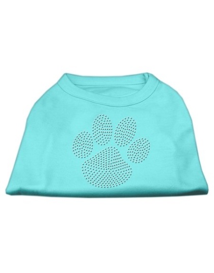 Clear Rhinestone Paw Shirts Aqua L