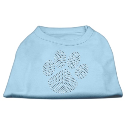 Clear Rhinestone Paw Shirts Baby Blue L