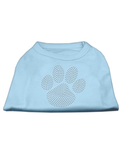 Clear Rhinestone Paw Shirts Baby Blue L