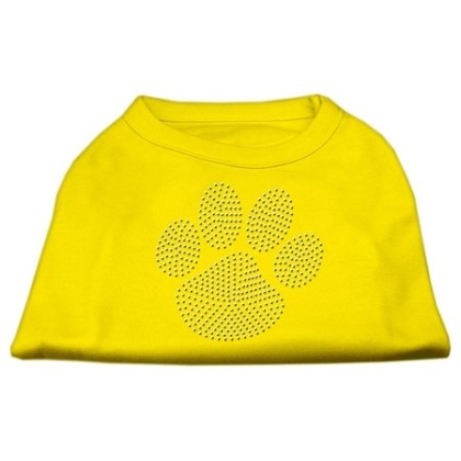 Clear Rhinestone Paw Shirts Yellow Lg