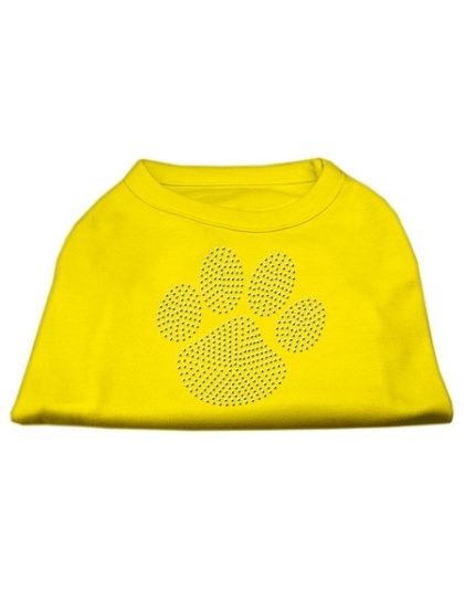 Clear Rhinestone Paw Shirts Yellow Lg