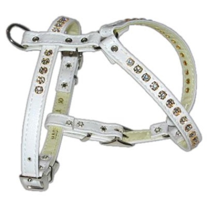 Comfort Harness White w/ Clear Stones 10