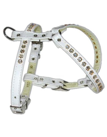 Comfort Harness White w/ Clear Stones 10