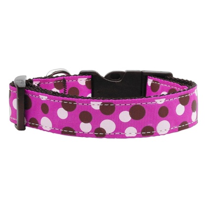 Confetti Dots Nylon Collar Fuchsia Large