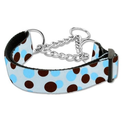 Confetti Dots Nylon Collar Martingale Baby Blue Large