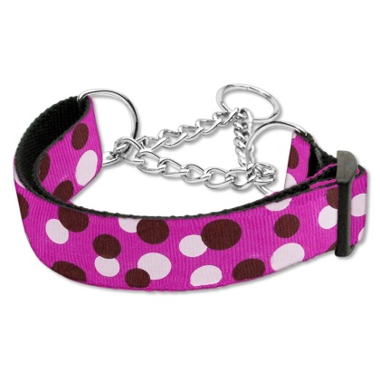 Confetti Dots Nylon Collar Martingale Fuchsia Large