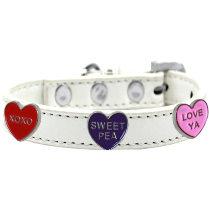 Conversation Hearts Widget Dog Collar White Size 10