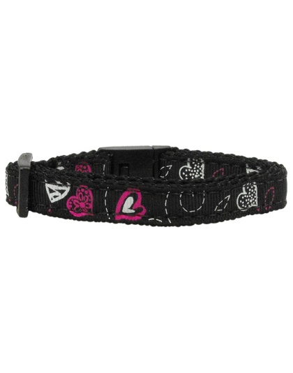 Crazy Hearts Nylon Collars Black Cat Safety