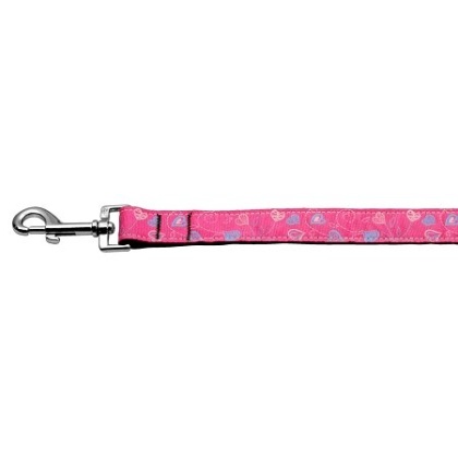 Crazy Hearts Nylon Collars Bright Pink 1 wide 4ft Lsh