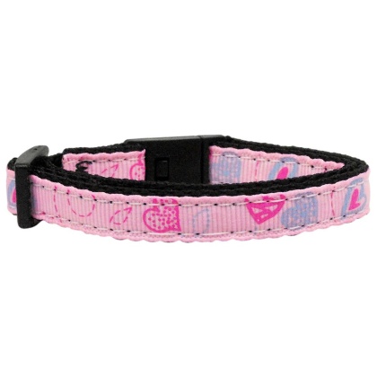 Crazy Hearts Nylon Collars Light Pink Cat Safety