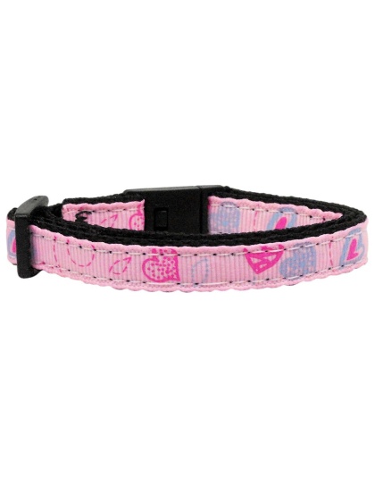 Crazy Hearts Nylon Collars Light Pink Cat Safety