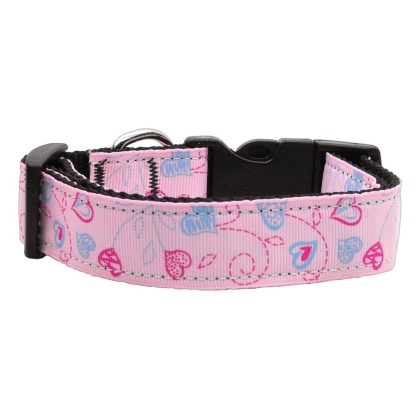 Crazy Hearts Nylon Collars Light Pink Large