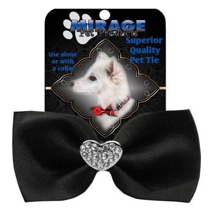 Crystal Heart Widget Pet Bowtie Black