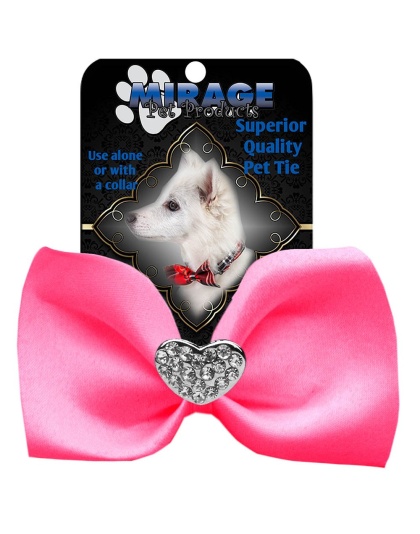 Crystal Heart Widget Pet Bowtie Hot Pink