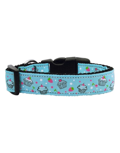 Cupcakes Nylon Ribbon Collar Baby Blue Large