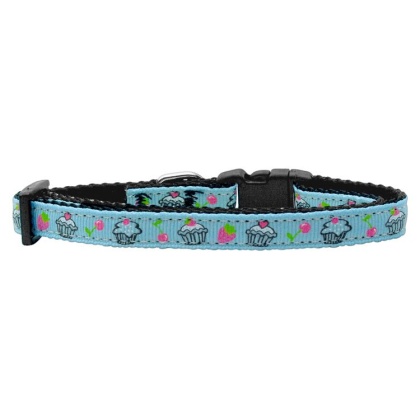 Cupcakes Nylon Ribbon Collar Baby Blue Small