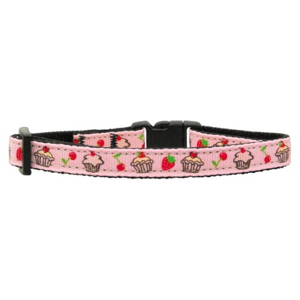 Cupcakes Nylon Ribbon Collar Light Pink Cat Safety