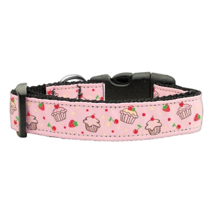 Cupcakes Nylon Ribbon Collar Light Pink Large