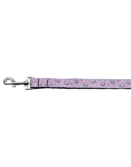 Cupcakes Nylon Ribbon Leash Purple 1 inch wide 4ft Long