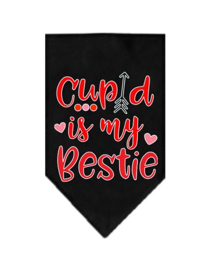 Cupid is my Bestie Screen Print Bandana Black Large