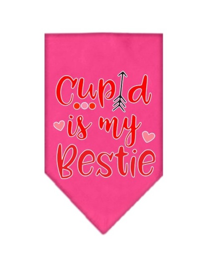 Cupid is my Bestie Screen Print Bandana Bright Pink Large