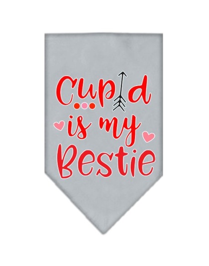 Cupid is my Bestie Screen Print Bandana Grey Large