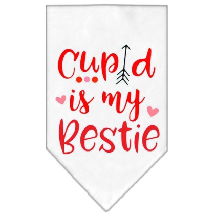 Cupid is my Bestie Screen Print Bandana White Large