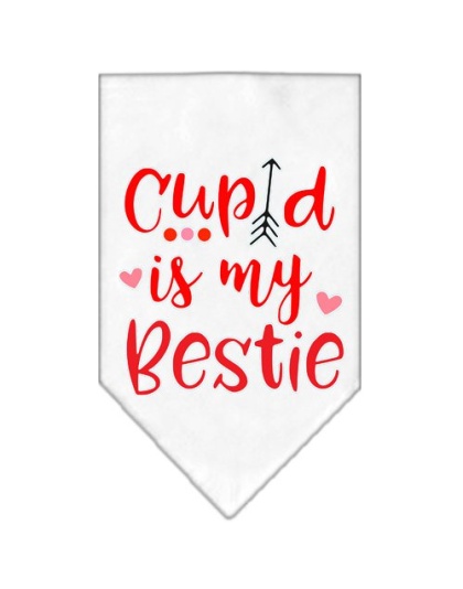 Cupid is my Bestie Screen Print Bandana White Large