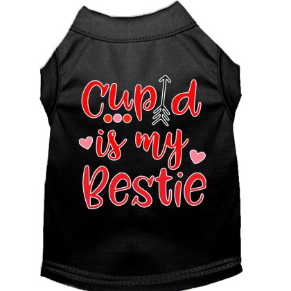 Cupid is my Bestie Screen Print Dog Shirt Black Lg