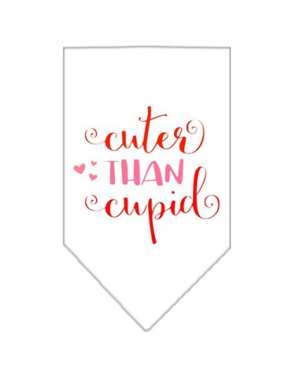 Cuter Than Cupid Screen Print Bandana White Large