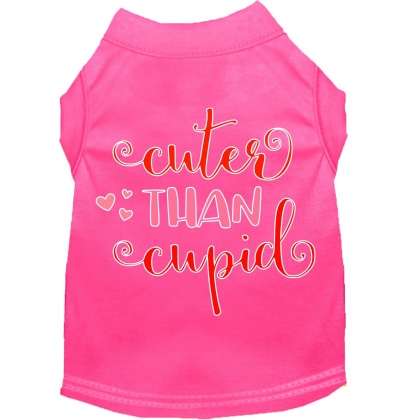 Cuter Than Cupid Screen Print Dog Shirt Bright Pink Lg