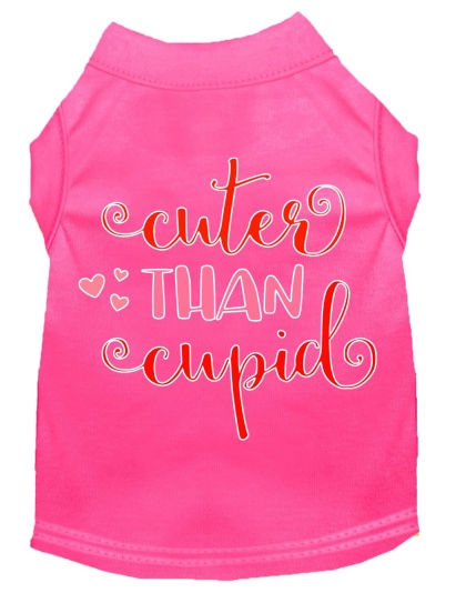 Cuter Than Cupid Screen Print Dog Shirt Bright Pink Lg