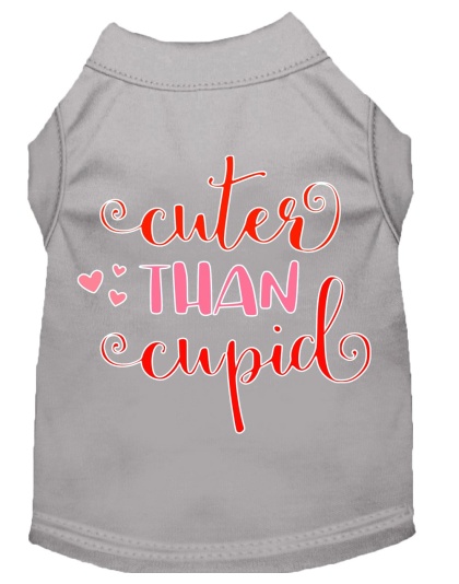 Cuter Than Cupid Screen Print Dog Shirt Grey Lg