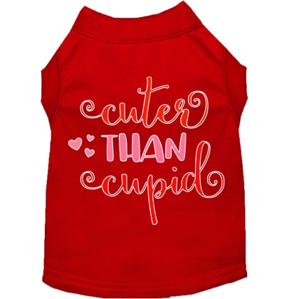 Cuter Than Cupid Screen Print Dog Shirt Red Lg