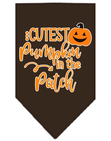 Cutest Pumpkin in the Patch Screen Print Bandana Cocoa Large