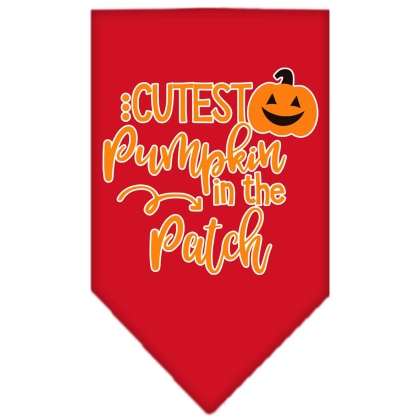 Cutest Pumpkin in the Patch Screen Print Bandana Red Large