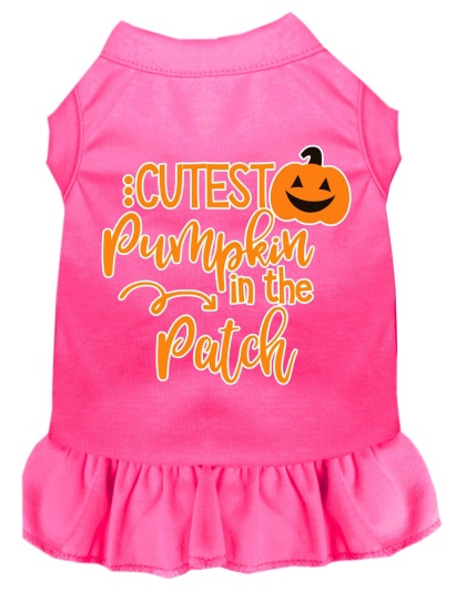 Cutest Pumpkin in the Patch Screen Print Dog Dress Bright Pink 4X
