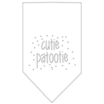 Cutie Patootie Rhinestone Bandana White Large