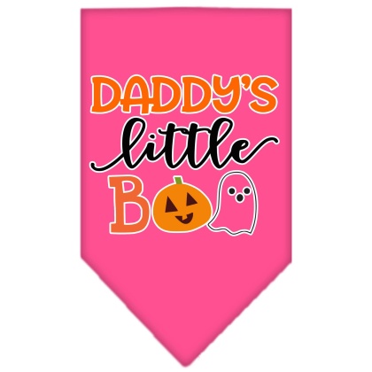 Daddy's Little Boo Screen Print Bandana Bright Pink Large