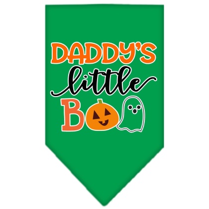 Daddy's Little Boo Screen Print Bandana Emerald Green Large