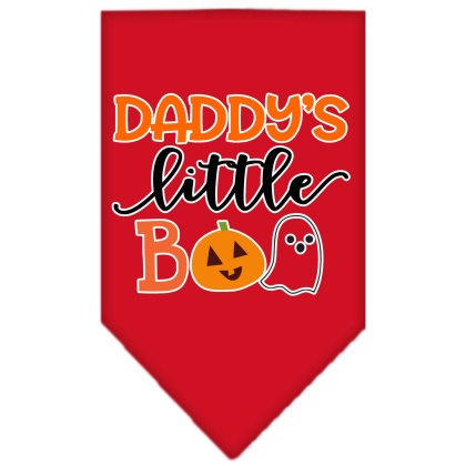 Daddy's Little Boo Screen Print Bandana Red Large