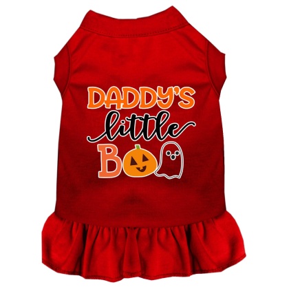 Daddy's Little Boo Screen Print Dog Dress Red 4X