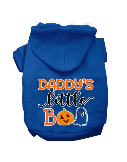 Daddy's Little Boo Screen Print Dog Hoodie Blue L