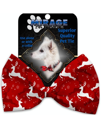 Dancing Reindeer Pet Bow Tie Collar Accessory with Velcro