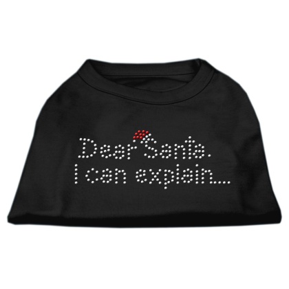 Dear Santa I Can Explain Rhinestone Shirts Black L