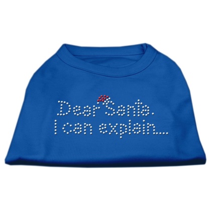 Dear Santa I Can Explain Rhinestone Shirts Blue Lg