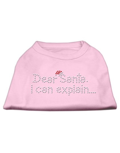 Dear Santa I Can Explain Rhinestone Shirts Light Pink L